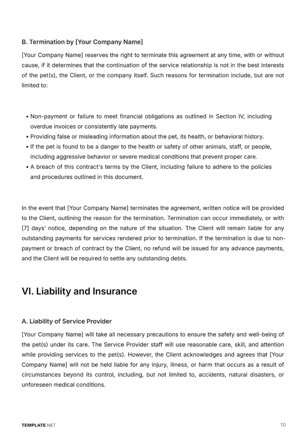 Free Animal Care Contract Template to Edit Online