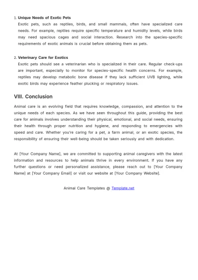 Free Animal Care Guide Template to Edit Online