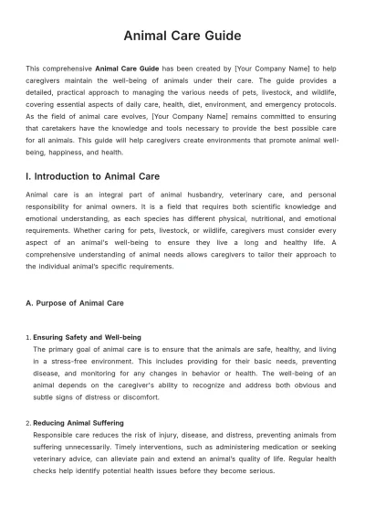 Free Animal Care Guide Template to Edit Online