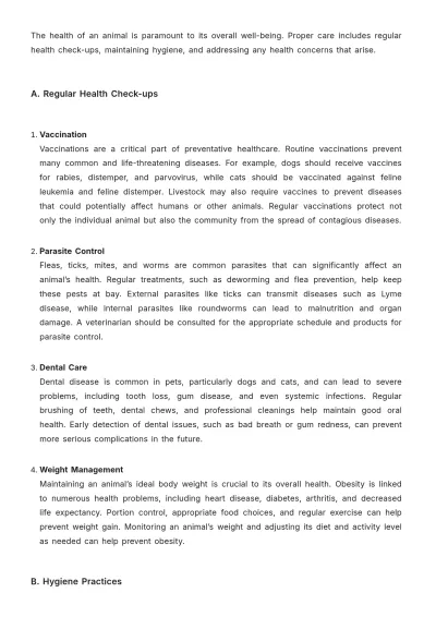Free Animal Care Guide Template to Edit Online