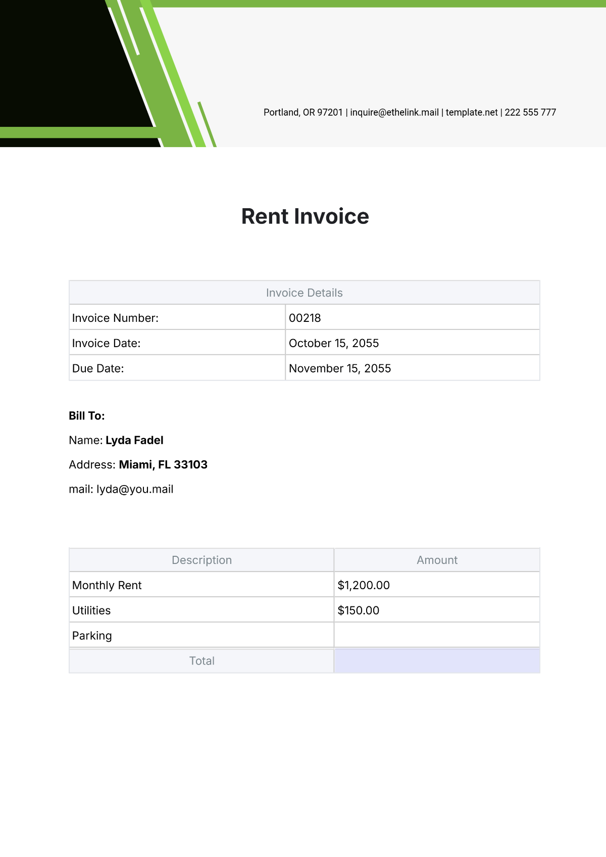 Rent Invoice Template - Edit Online & Download