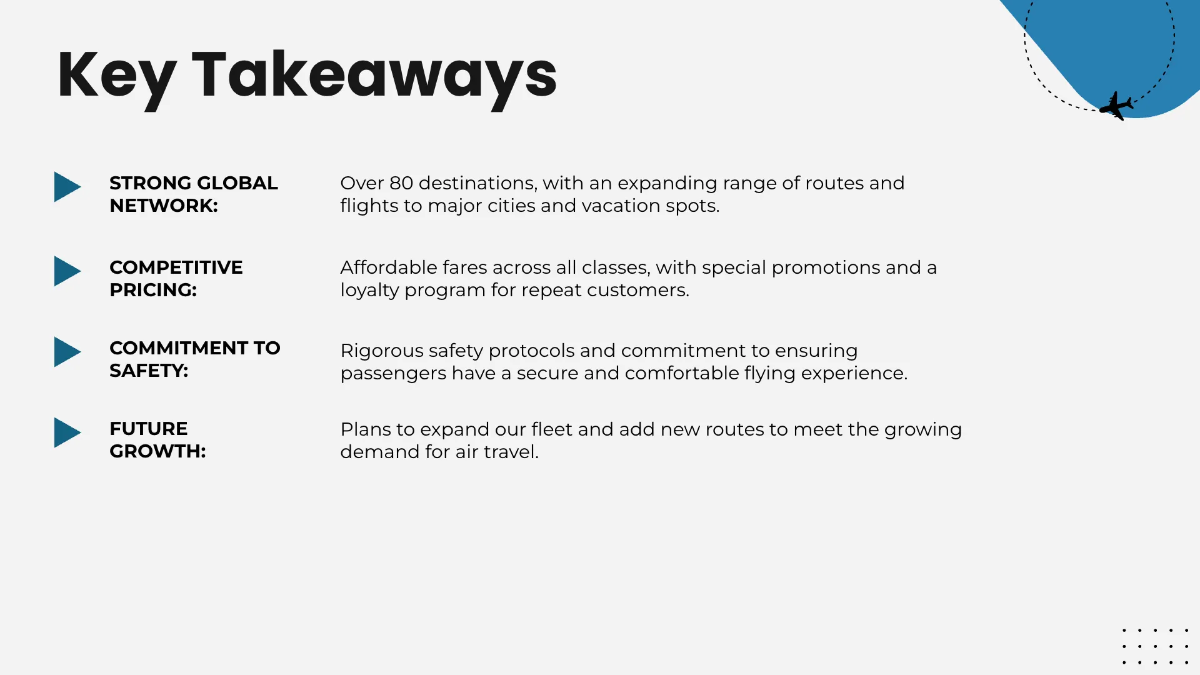 Free Airline Presentation Template to Edit Online