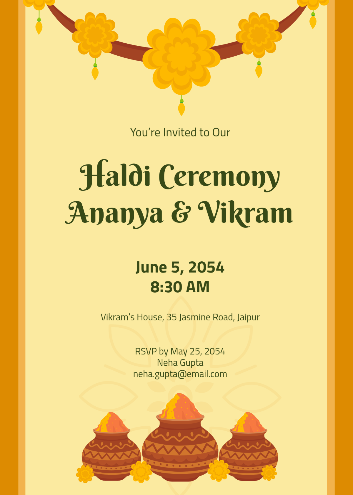 Blank Haldi Ceremony Invitation