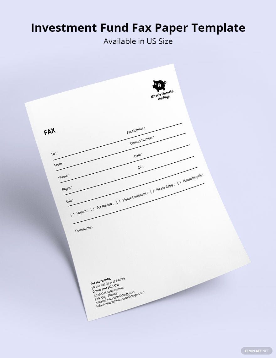 Investment Fund Fax Paper Template