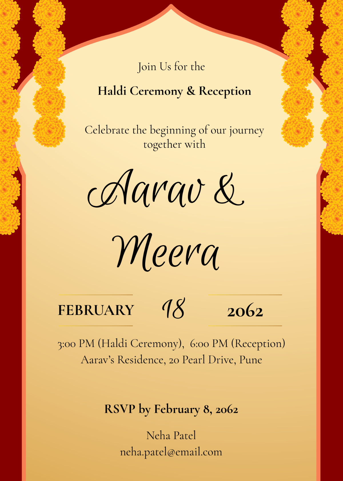 Free Reception Haldi Ceremony Invitation Template - Edit Online ...