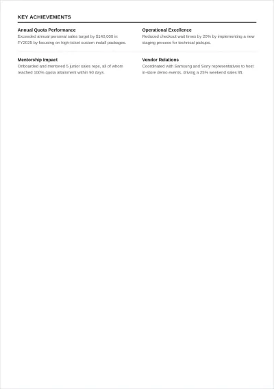 Free Simple Retail Representative ATS Resume Template