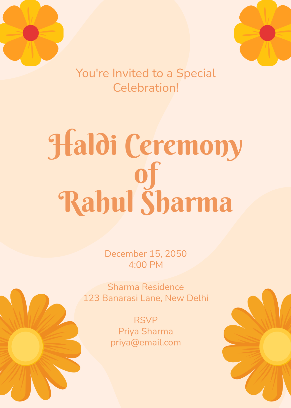 Groom Haldi Ceremony Invitation Template