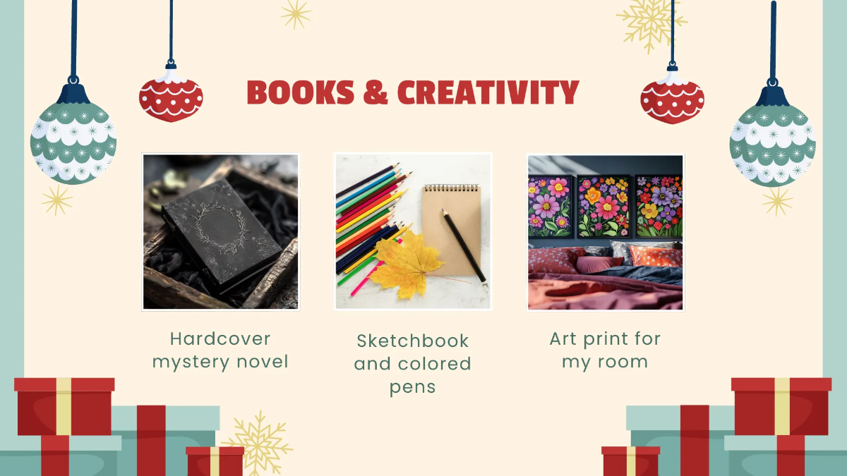 Free Christmas Wish List Presentation Template to Edit Online