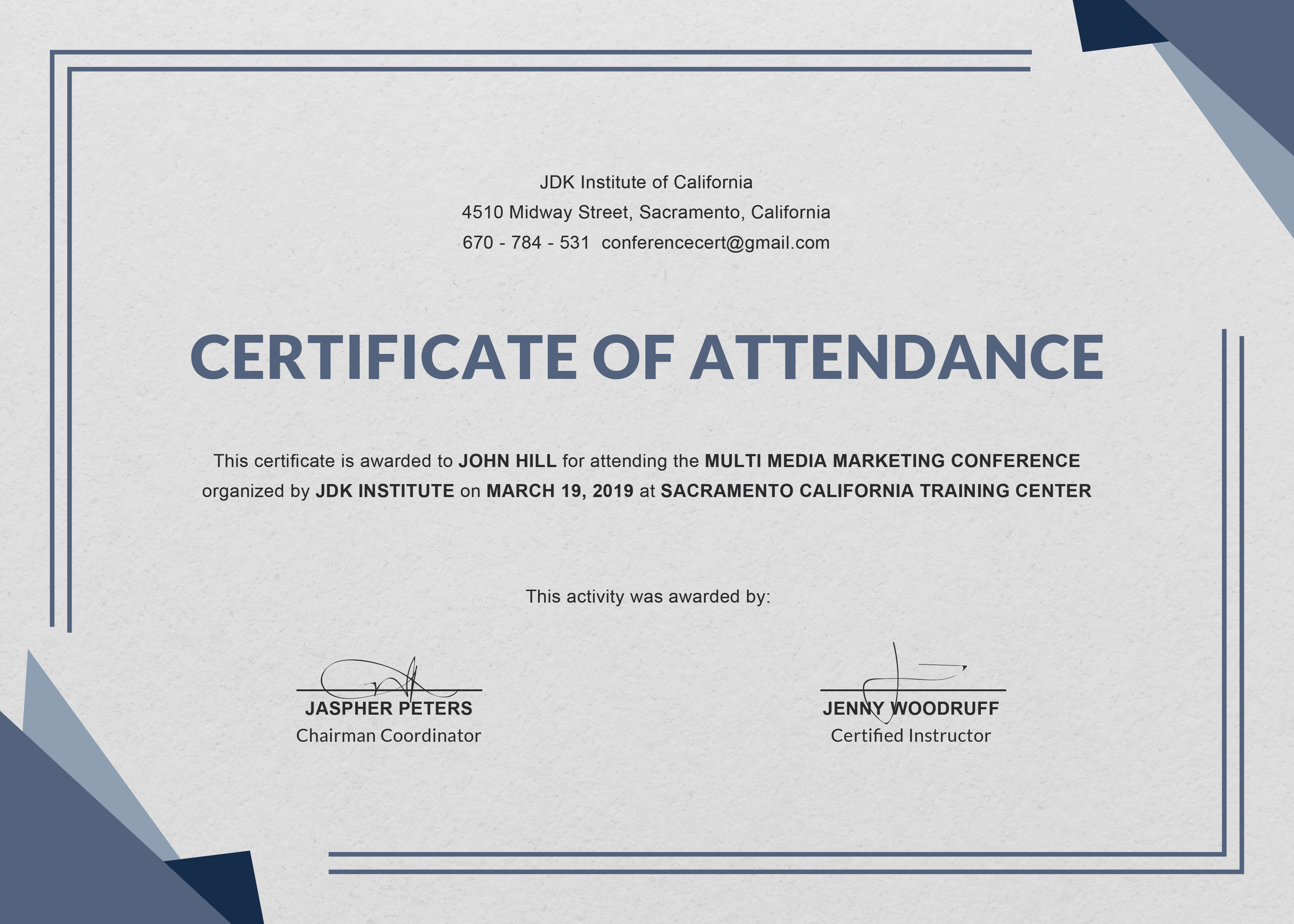 Free Conference Attendance Certificate Template In Adobe Photoshop Illustrator Indesign 7542