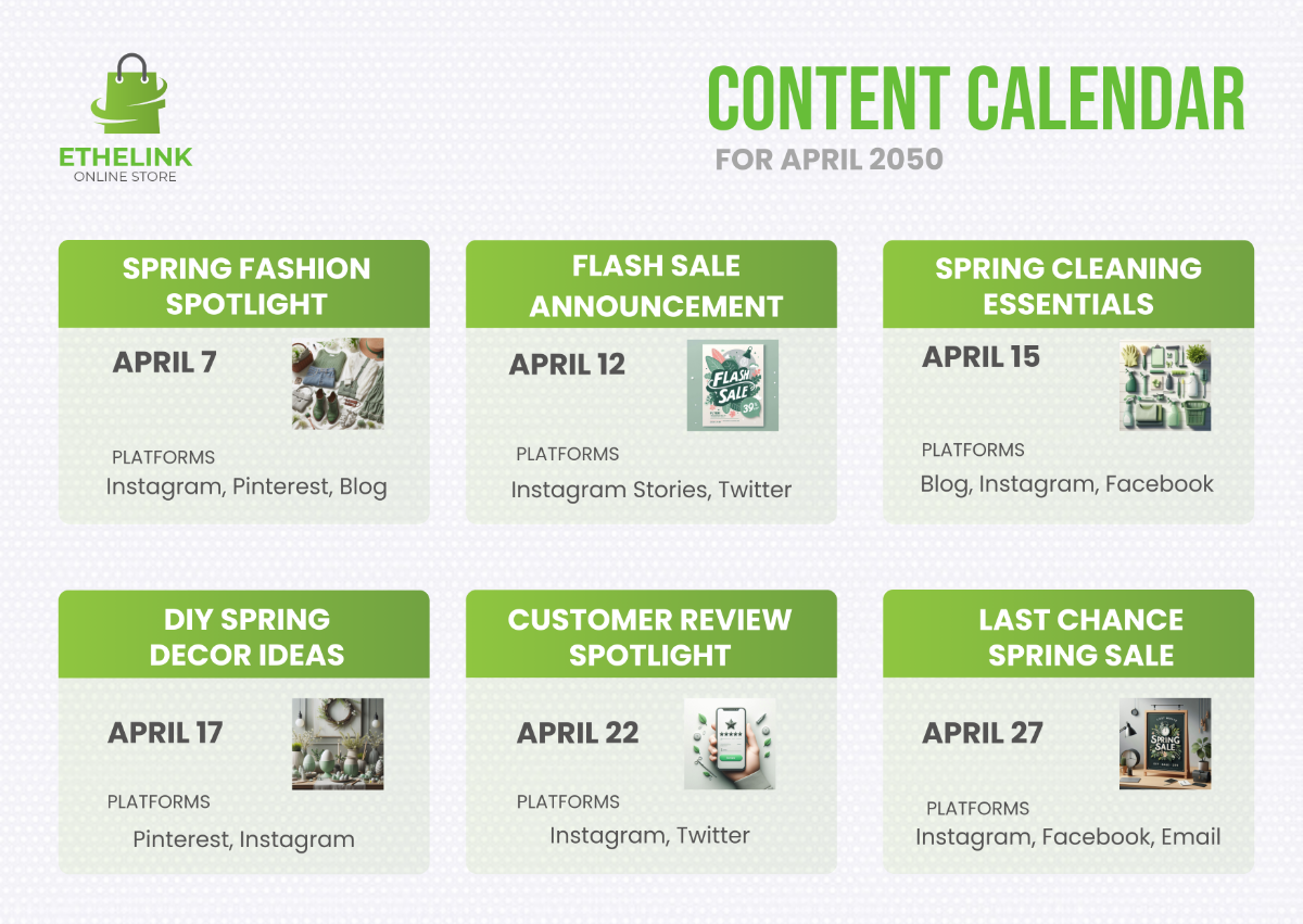 Online Store Content Calendar Template - Edit Online & Download