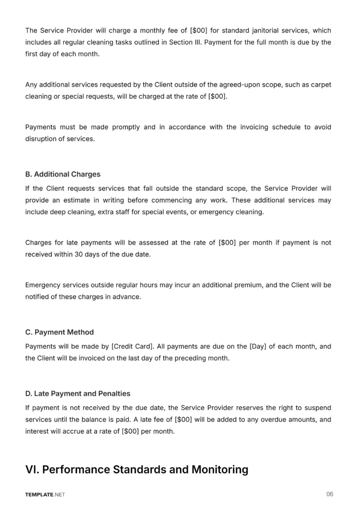 Free Janitorial Service Contract Template to Edit Online