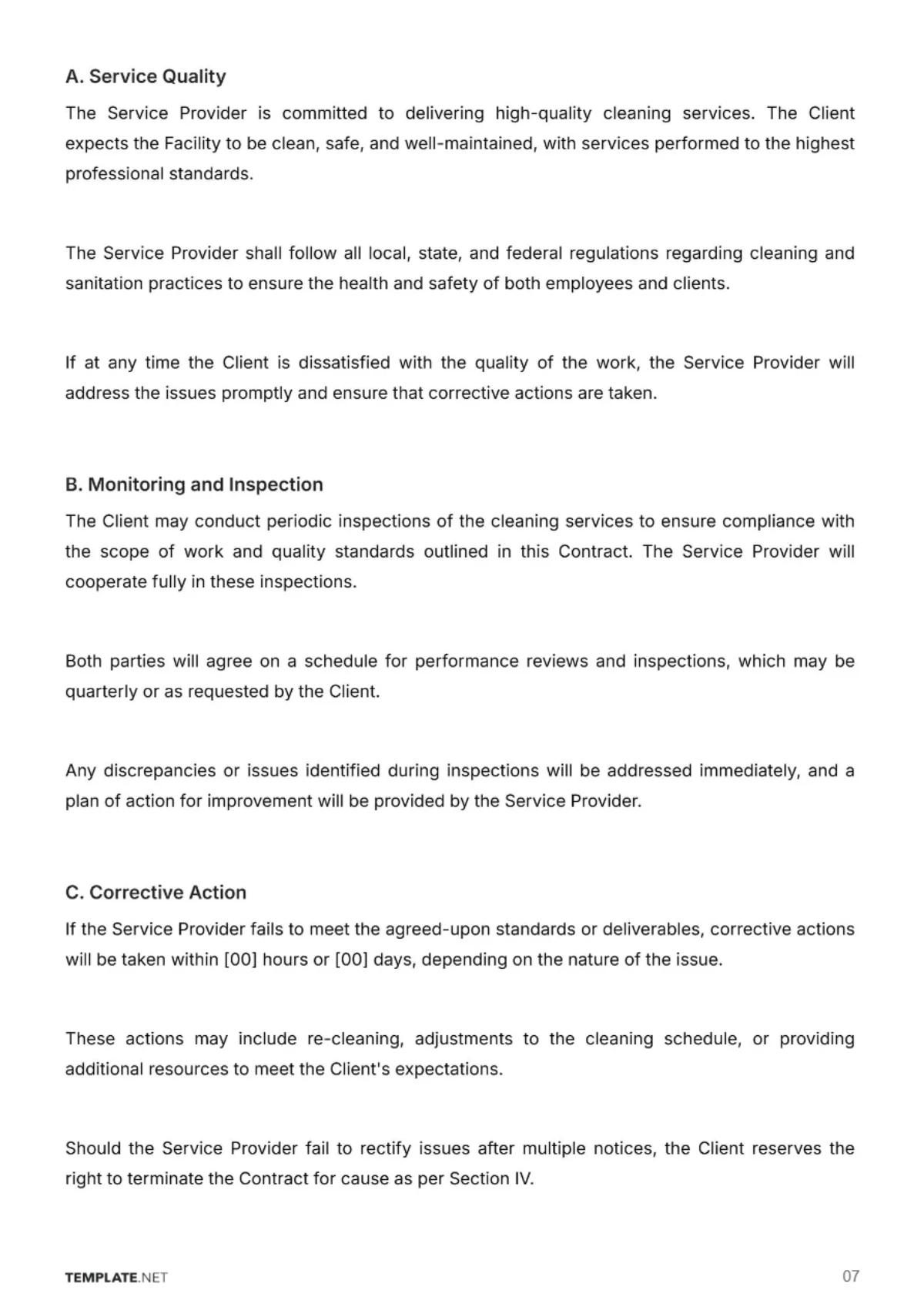 Free Janitorial Service Contract Template to Edit Online