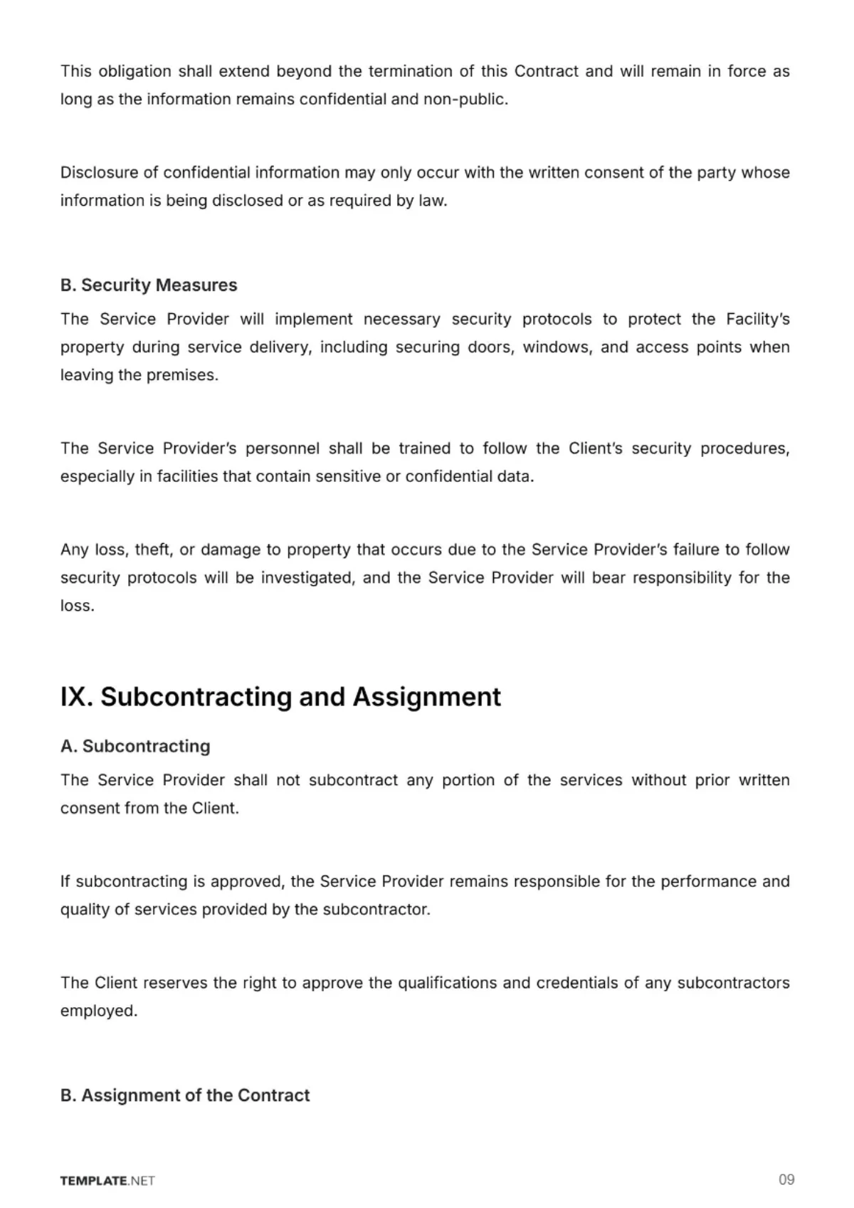 Free Janitorial Service Contract Template to Edit Online