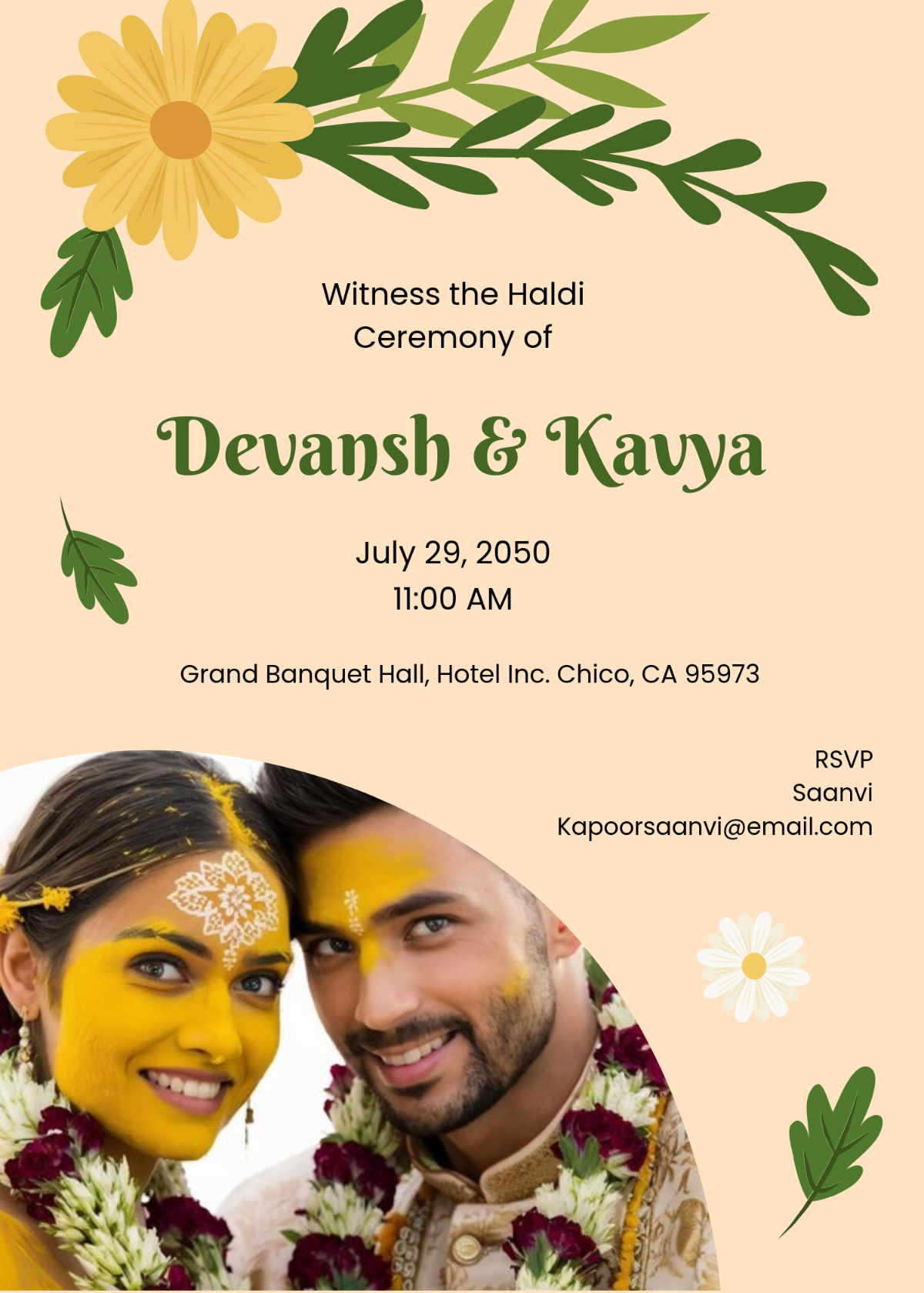 Free Printable Haldi Ceremony Invitation to Customize Online