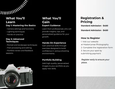 Free Photography Workshop Brochure Template to Edit Online