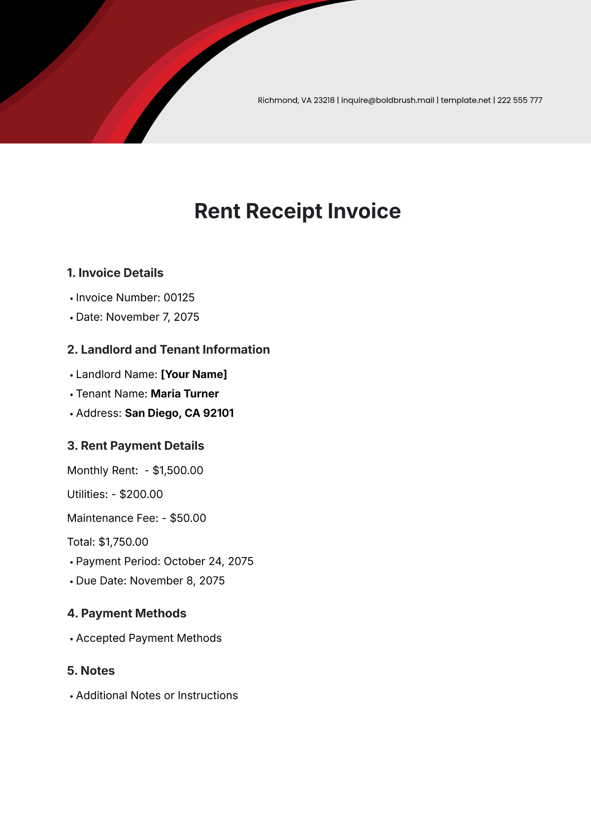 Rent Receipt Template - Edit Online & Download