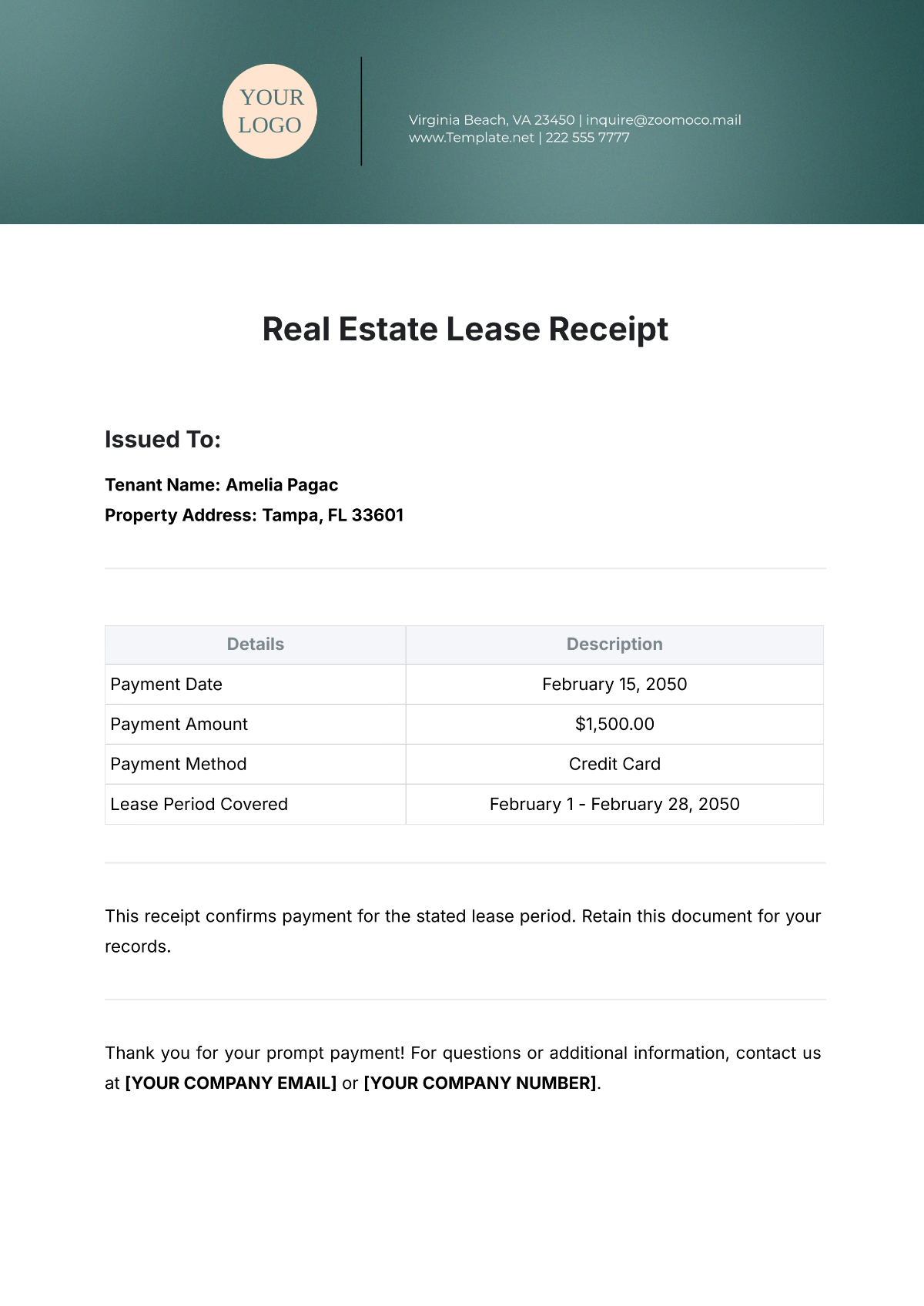 Real Estate Lease Receipt Template - Edit Online & Download