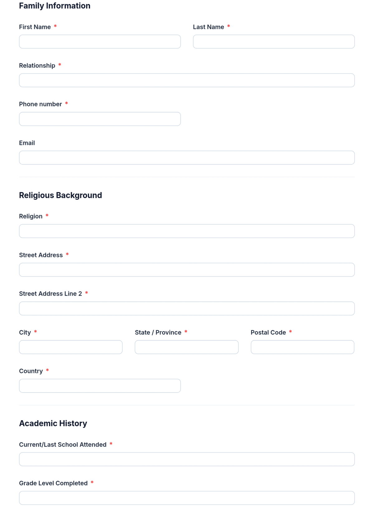 Free Religious School Application Form Template & AI Maker Free Religious School Application Form Template & AI Maker