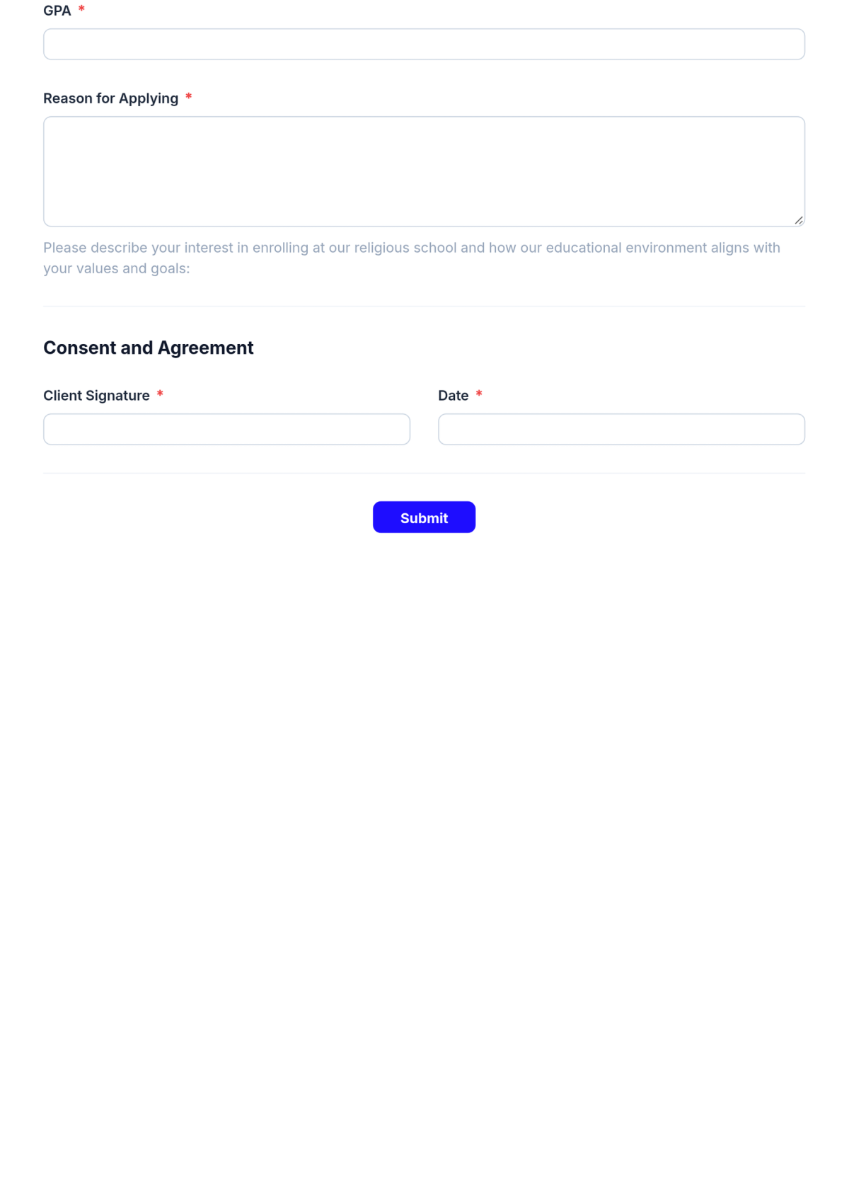 Free Religious School Application Form Template & AI Maker Free Religious School Application Form Template & AI Maker