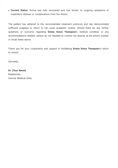 Free Return-to-School Medical Clearance Letter Template to Edit Online