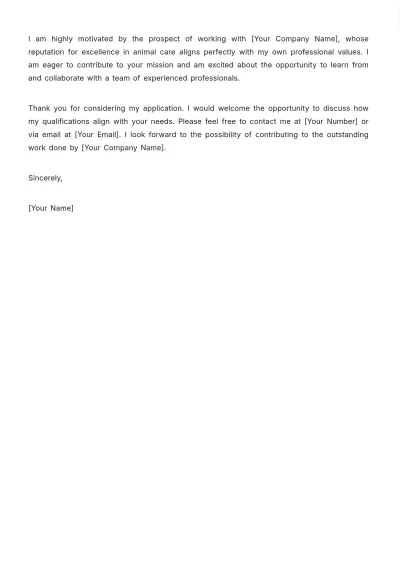 Free Animal Care Cover Letter Template to Edit Online