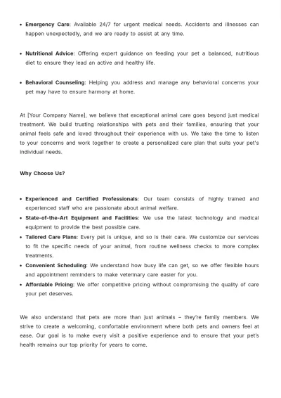 Free Animal Care Email Template to Edit Online