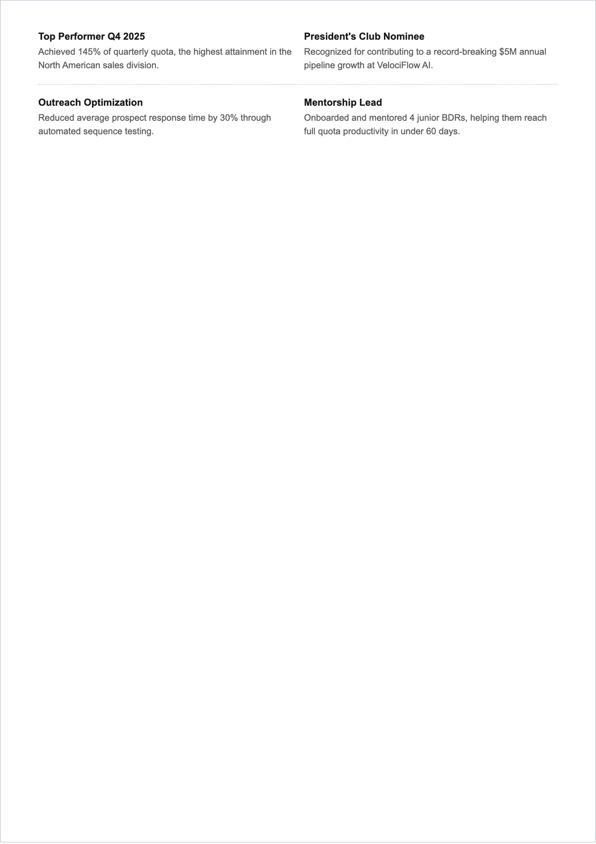 Free Outbound Sales Representative ATS Resume Template