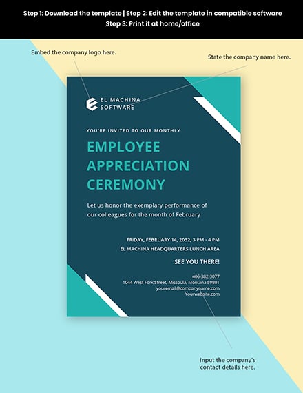 IT Employee Appreciation Invitation Template Word PSD InDesign