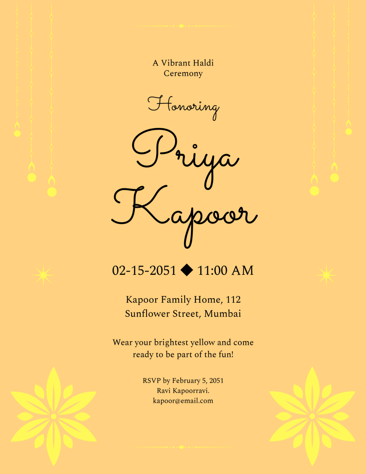 Yellow Haldi Ceremony Invitation