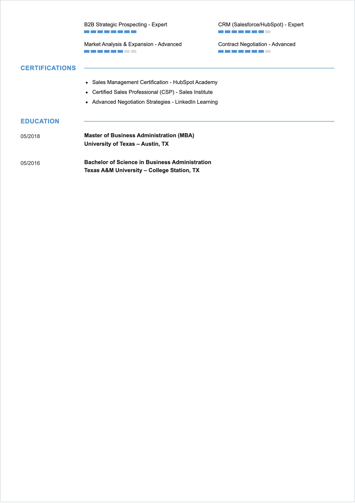 Free Business Representative ATS Resume Template, AI Resume Builder