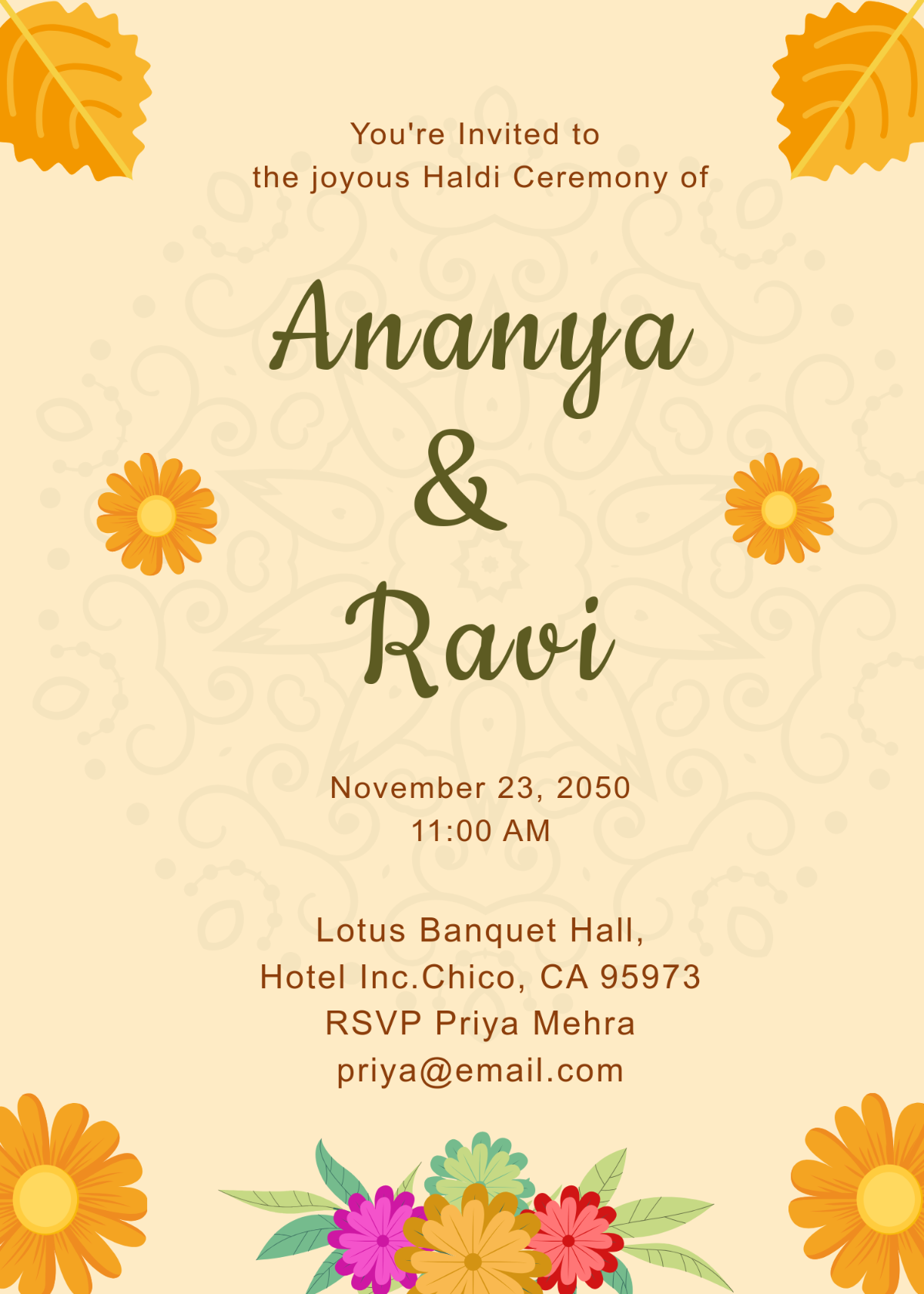 Simple Haldi Ceremony Invitation Template