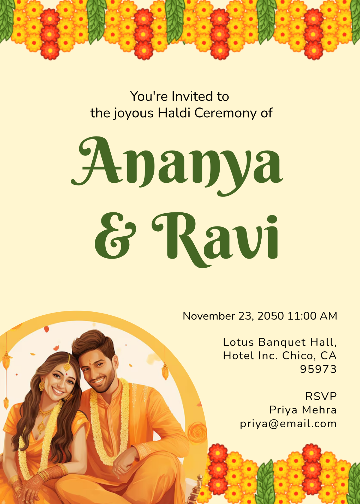 Free English Haldi Ceremony Invitation Template - Edit Online ...