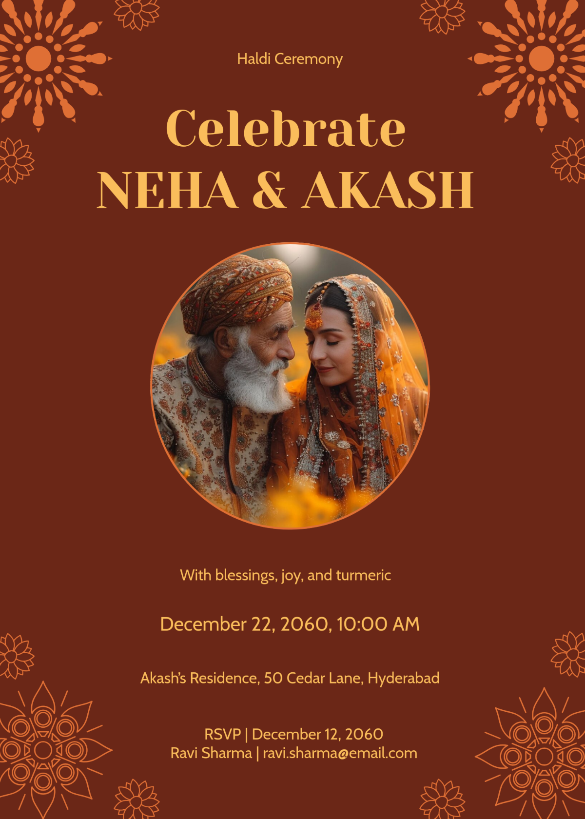 Brown Haldi Ceremony Invitation