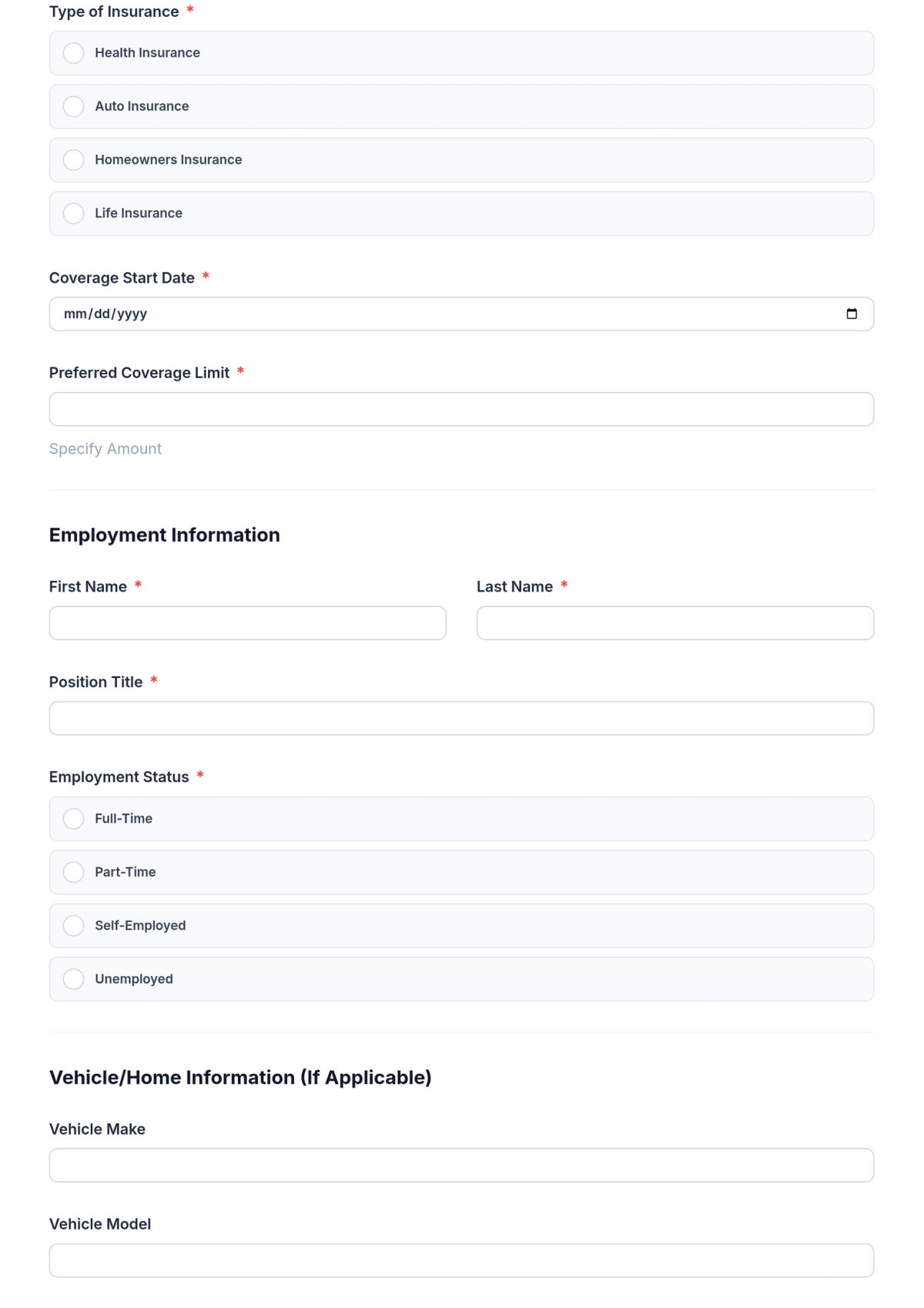 Free Insurance Application Form Template & AI Maker