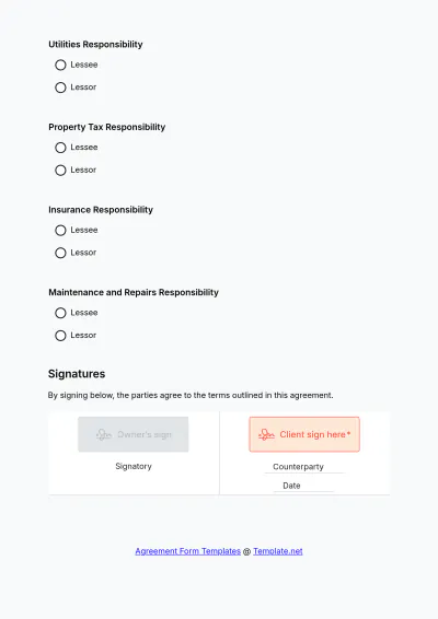 Free Triple Net Lease Agreement Form Template to Edit Online