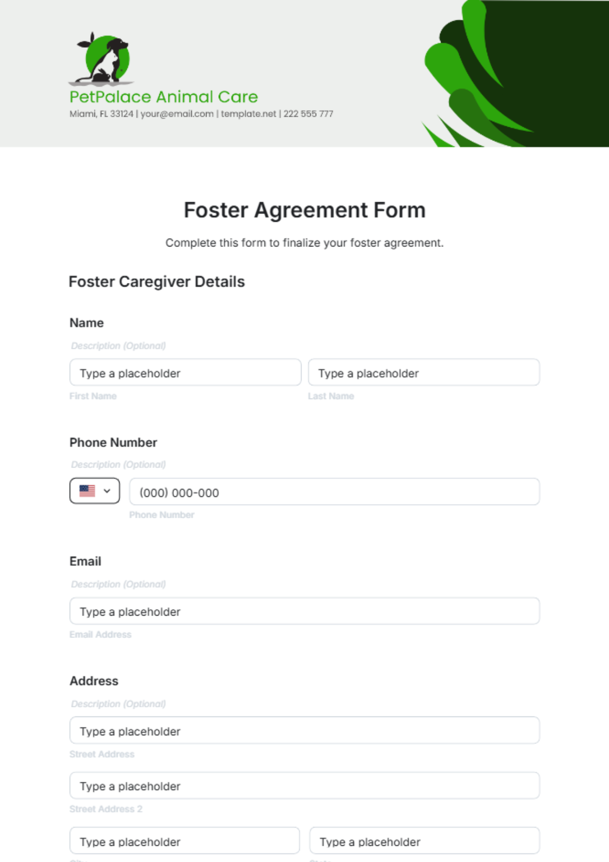 Foster Agreement Form Template - Edit Online & Download