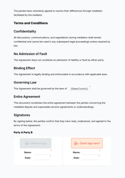 Free Mediation Settlement Agreement Form Template to Edit Online