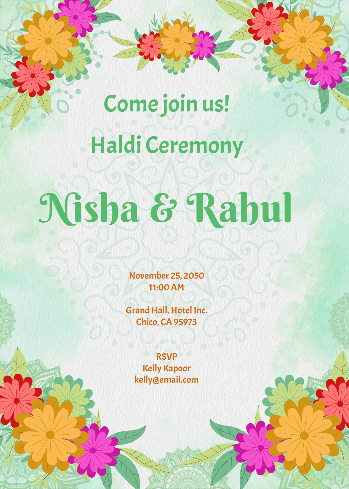 Colorful Haldi Ceremony Invitation Template