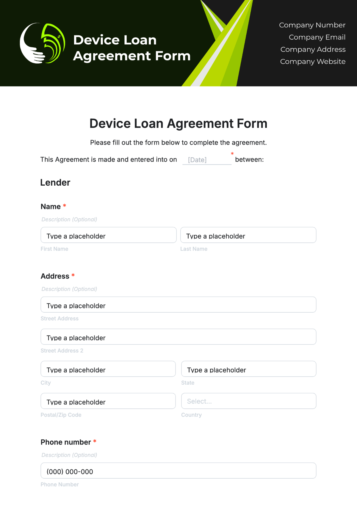 Device Loan Agreement Form Template - Edit Online & Download