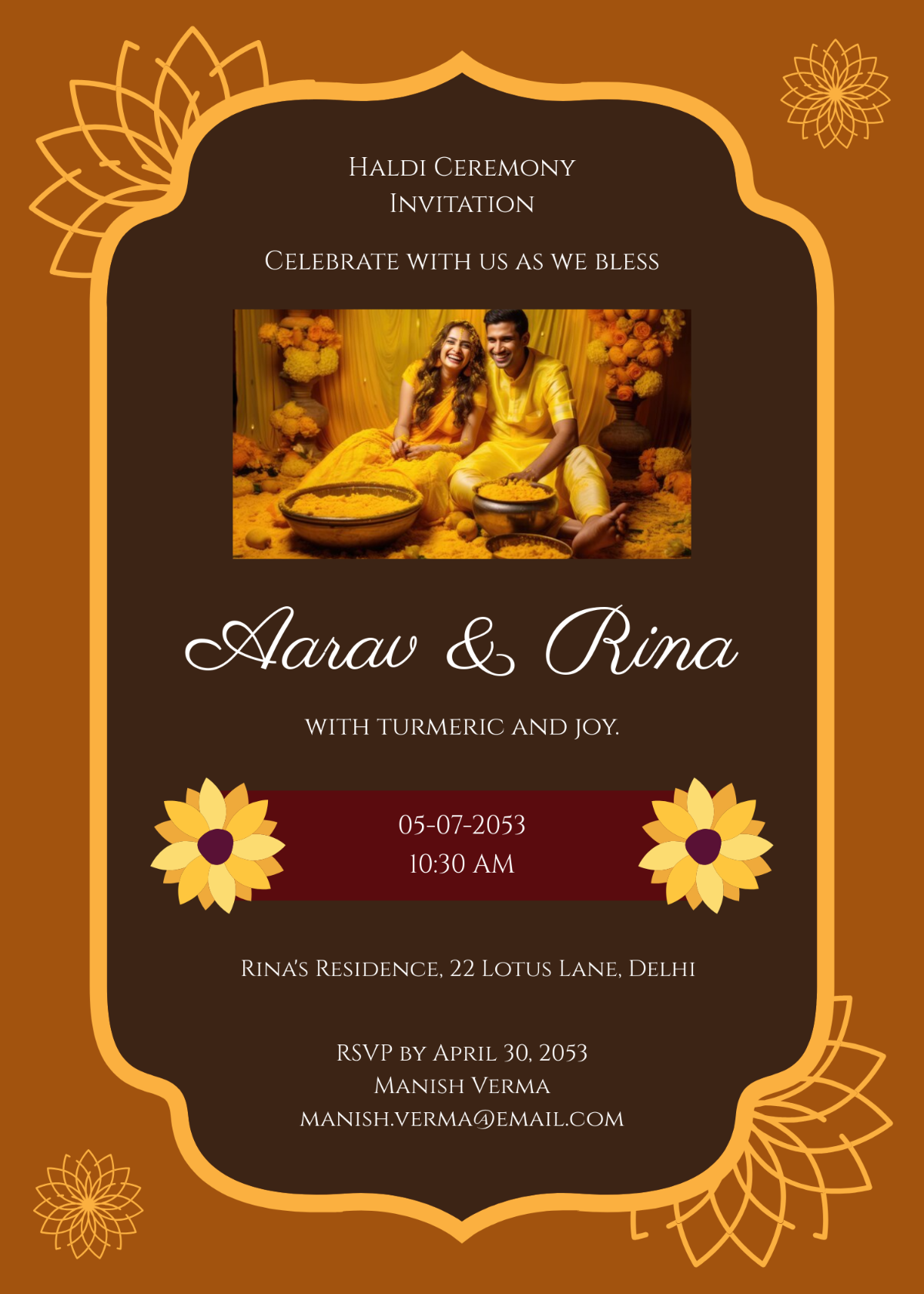 Indian Wedding Haldi Ceremony Invitation