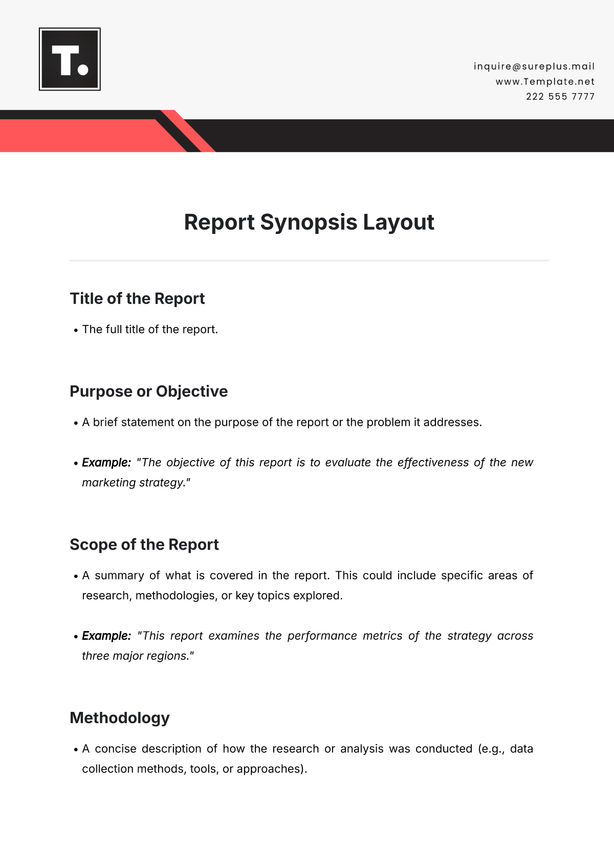 Report Synopsis Layout Template - Edit Online & Download