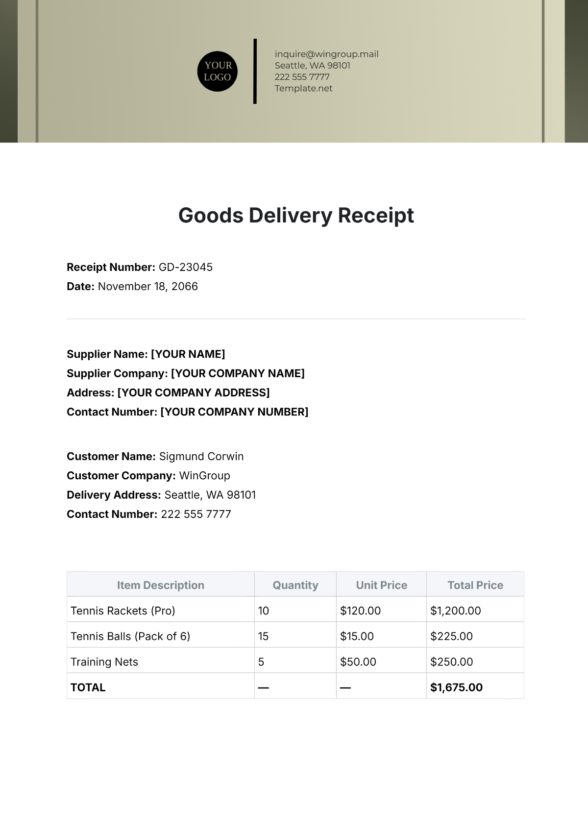 Goods Delivery Receipt Template - Edit Online & Download