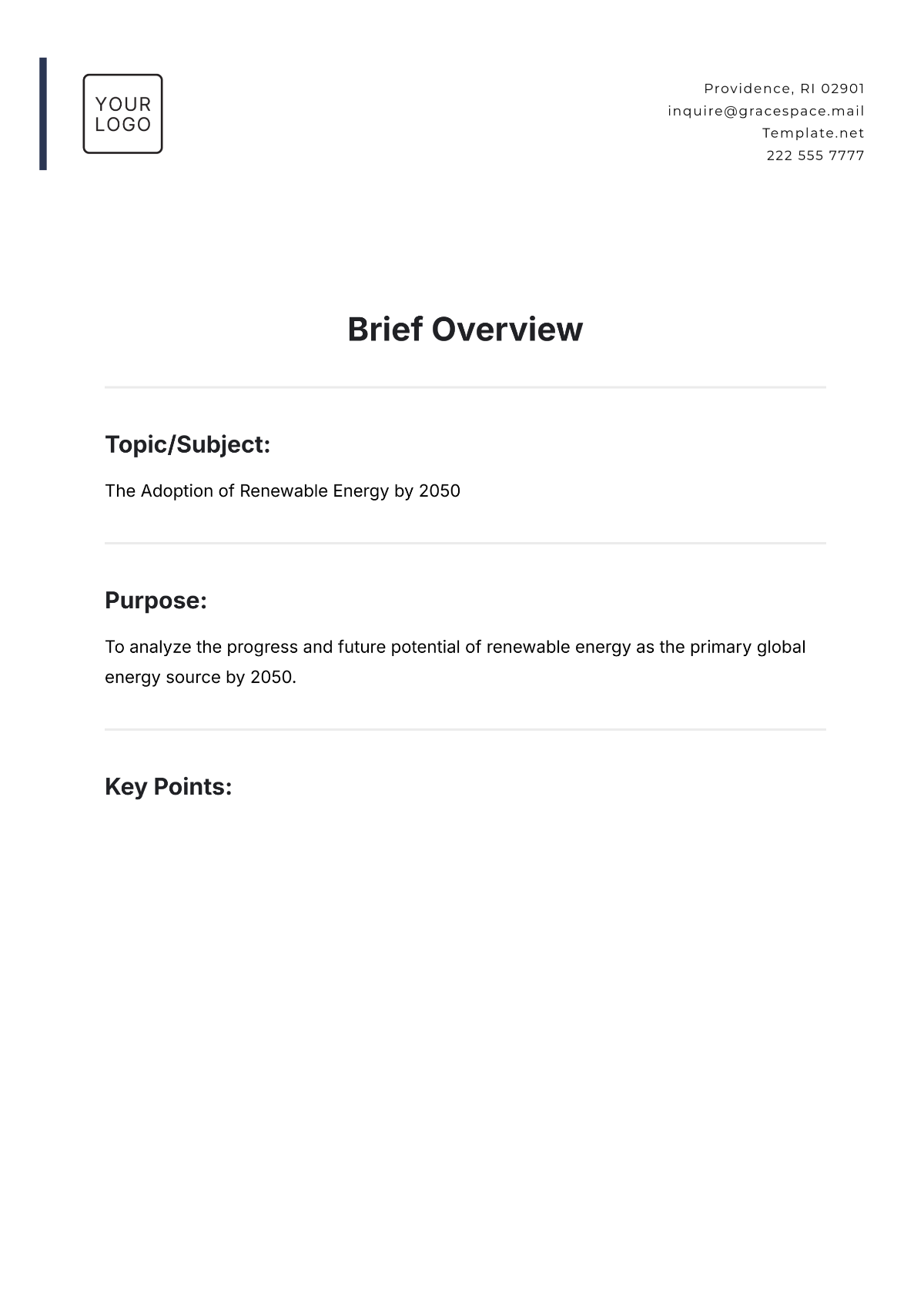 Brief Overview Template - Edit Online & Download