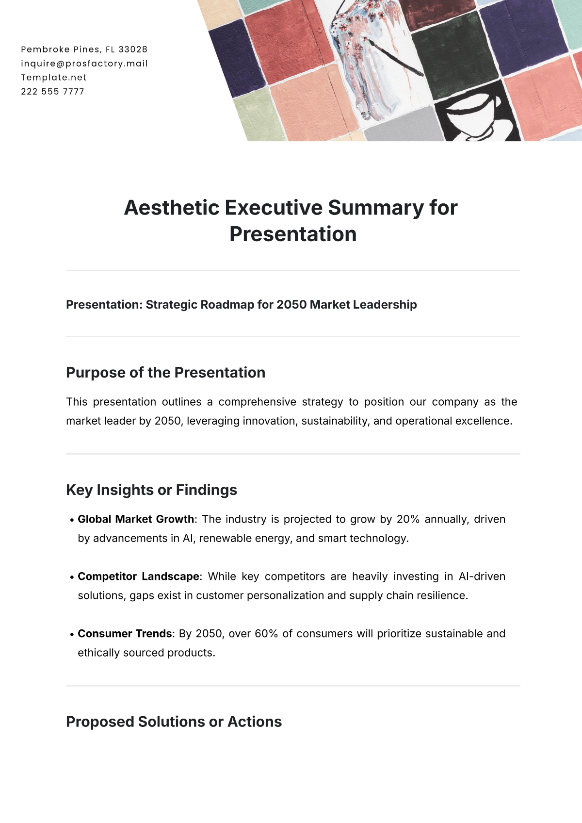 Aesthetic Executive Summary for Presentation Template - Edit Online & Download