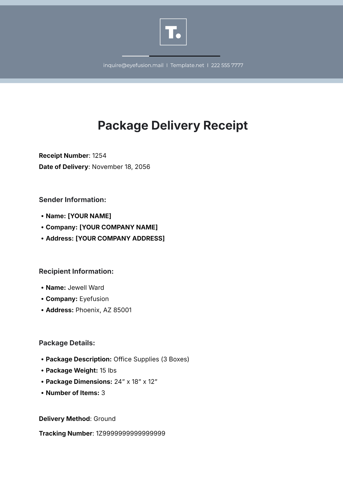 Package Delivery Receipt Template - Edit Online & Download