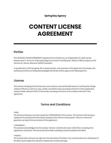 47  License Agreement Templates Free Downloads Template net