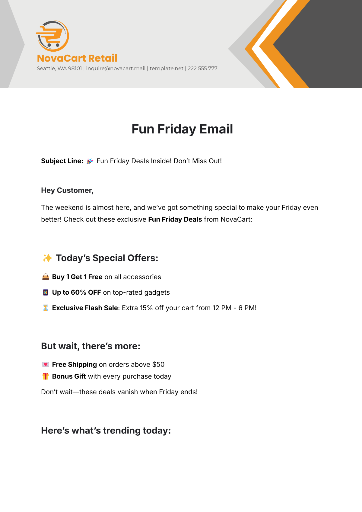 Fun Friday Email Template - Edit Online & Download