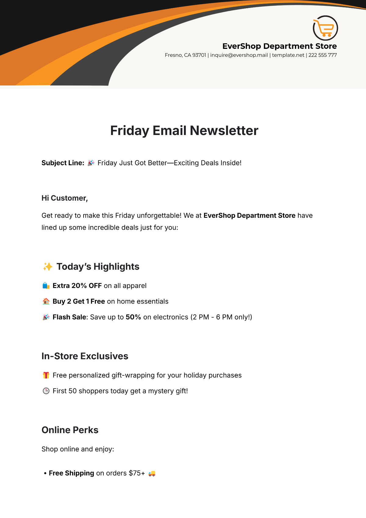 Friday Email Newsletter Template - Edit Online & Download