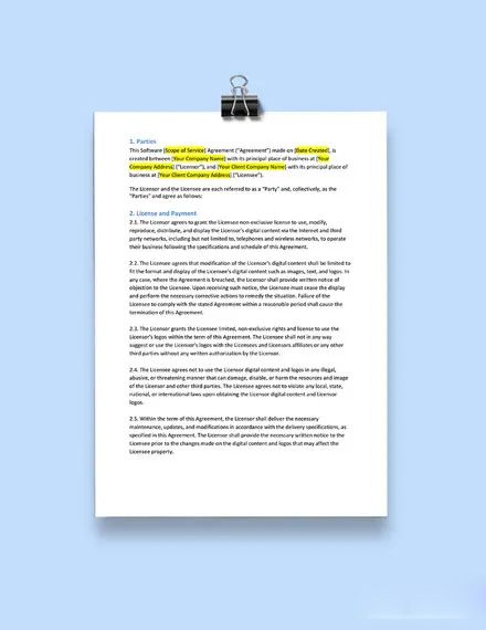 Digital Content License Agreement Template