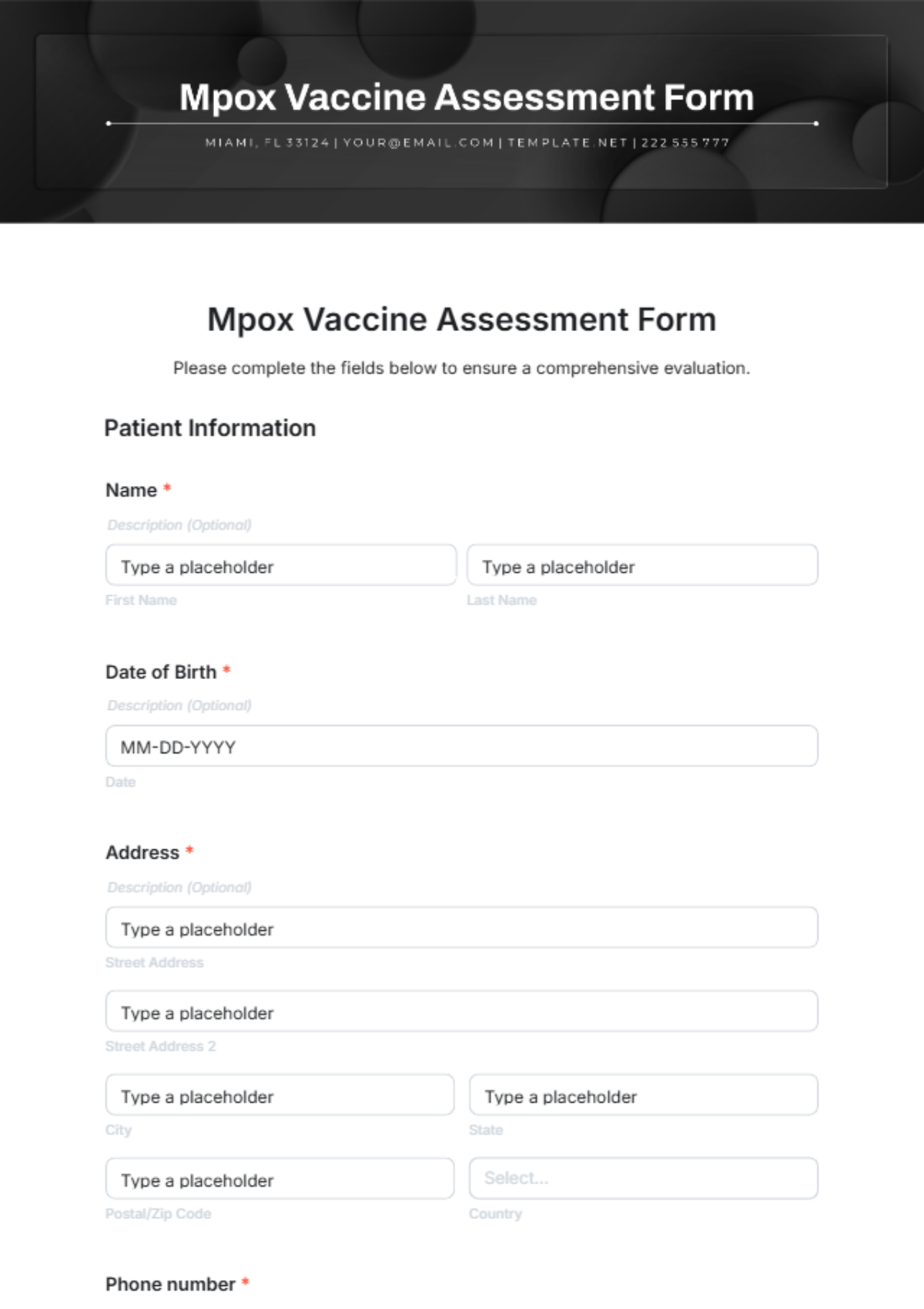 Mpox Vaccine Assessment Form Template - Edit Online & Download